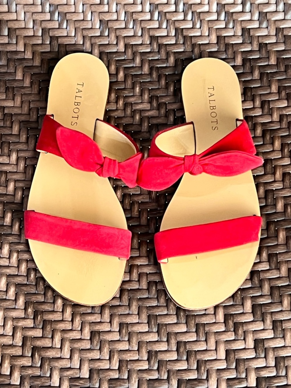 Talbots Hannah Knotted Red Slides Size 8 Casual Summer Sandal